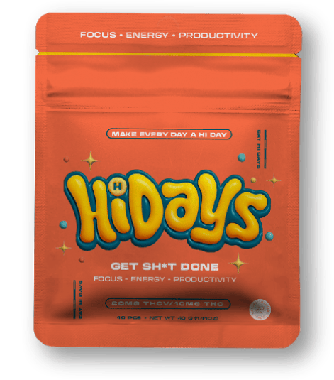 HiDays package for their "get shit done" chewable thc